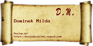 Dominek Milda névjegykártya